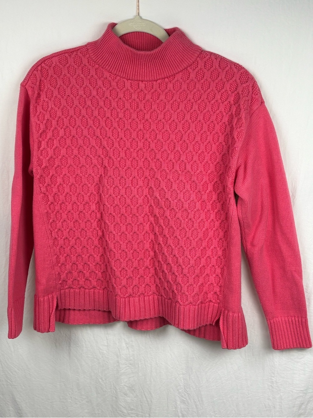 Talbots Women's Large Pink Cable Knit Mock Neck Sweater